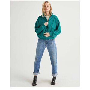 Richer Poorer / 2 Half Zip Mock Neck Sweatshirt / Teal & Black Size Med